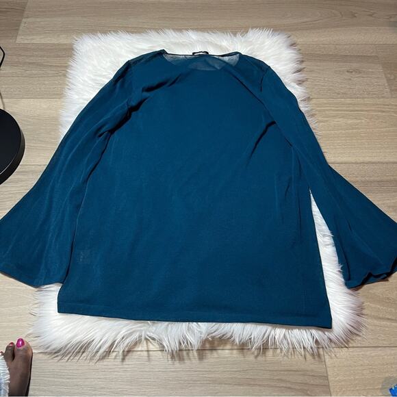 LAFAYETTE 148 NY Flare Sleeves Elegant Teal Women's Top - Picture 5 of 7
